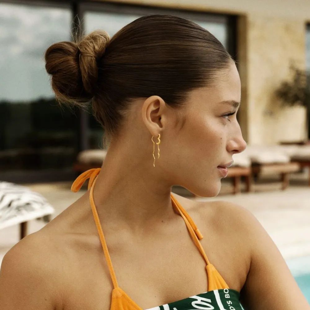 Camille Brinch Jewellery Wavy Sparkly Heart Earlines Gold Online