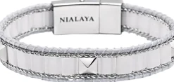 Nialaya Jade Stud Bracelet White Sale