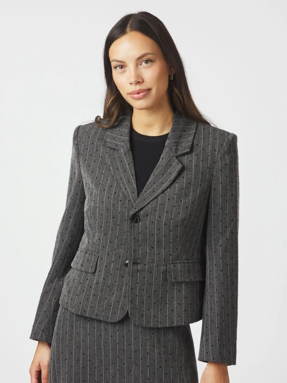 Neo Noir Willa Mini Dot Blazer Dark grey melange Best