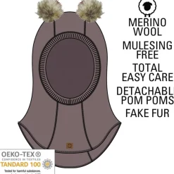 Mikk-Line Wool Fullface w. Pom Pom Twilight mauve Hot