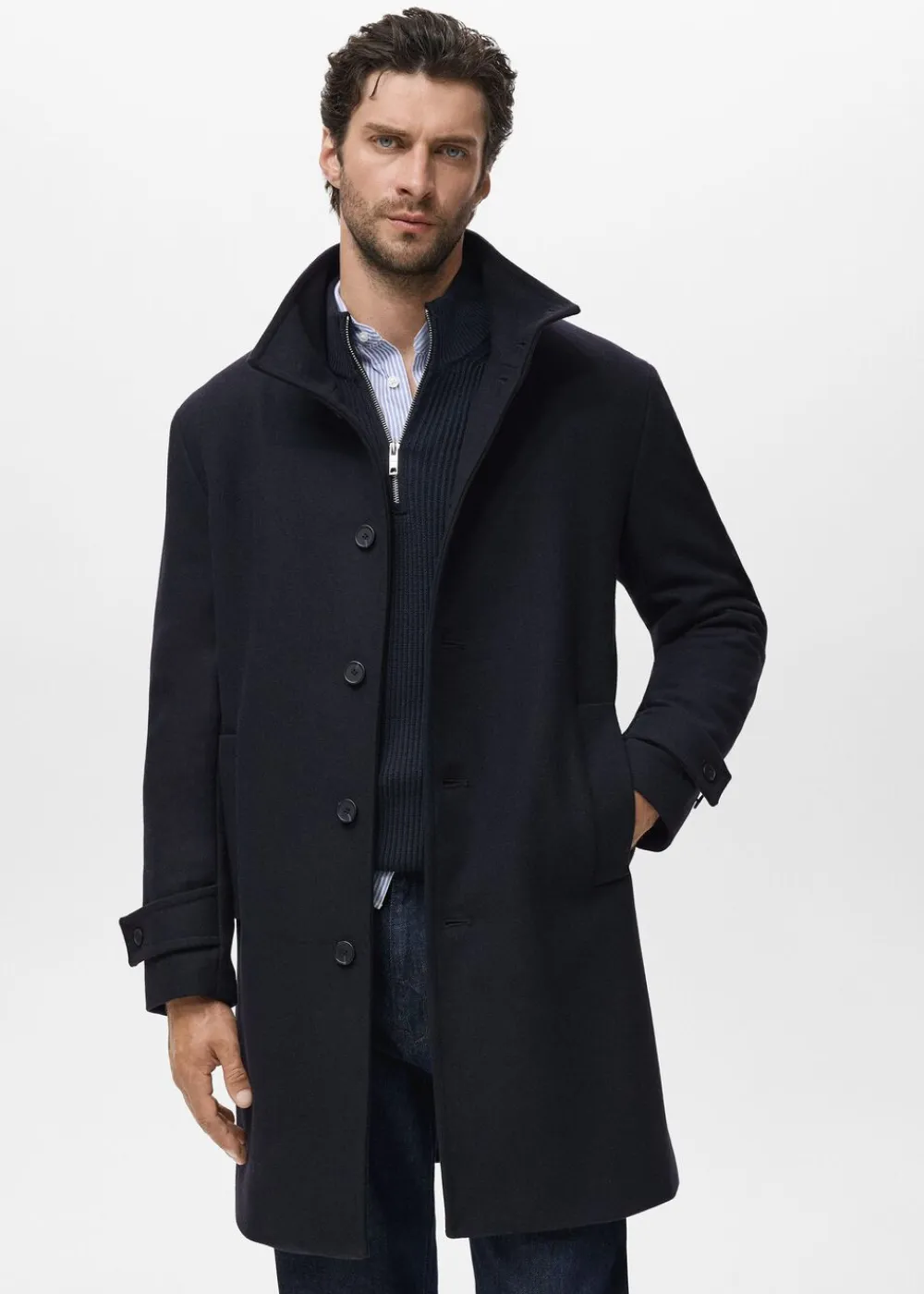 MANGO Wool funnel neck coat