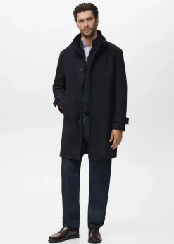 MANGO Wool funnel neck coat