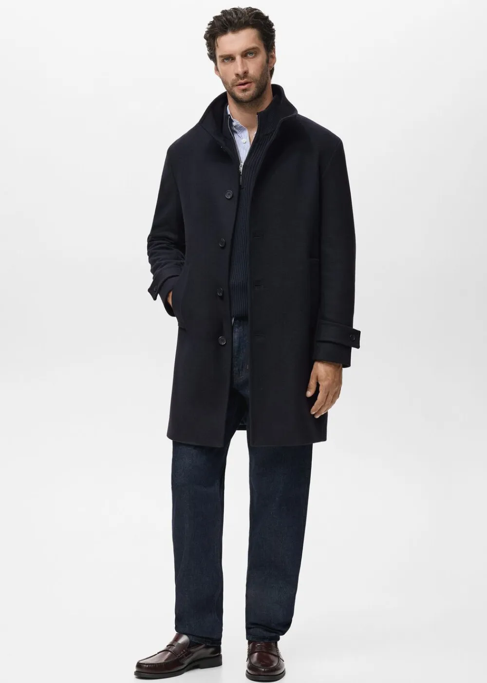 MANGO Wool funnel neck coat