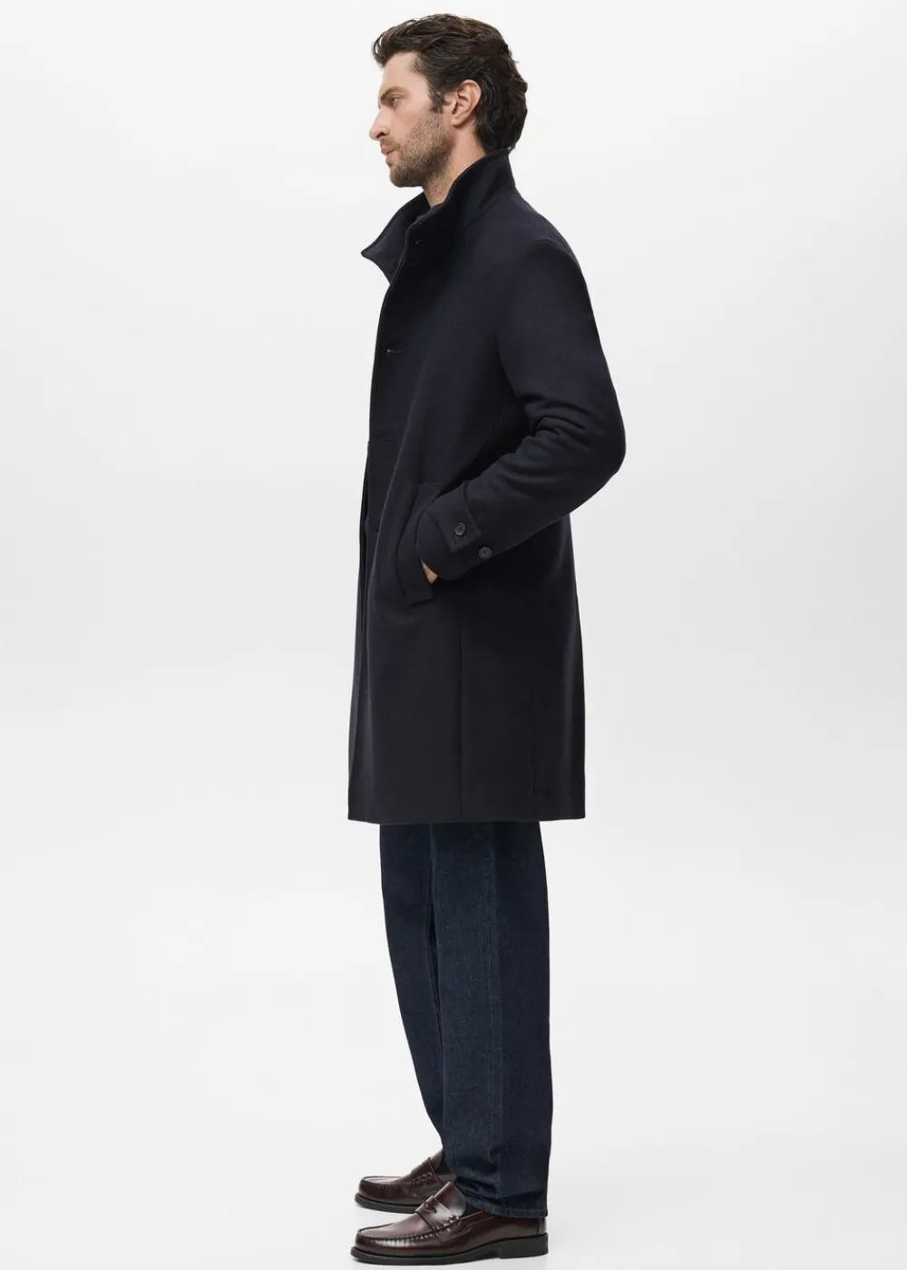 MANGO Wool funnel neck coat