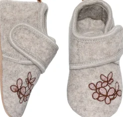 Melton Wool slippers with hortensia Beige melange Best