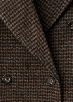 MANGO Wool-blend micro-houndstooth coat Brown Hot