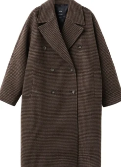 MANGO Wool-blend micro-houndstooth coat Brown Hot