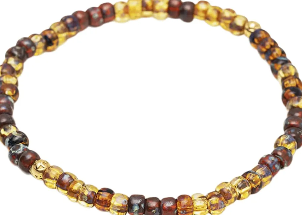 Wristband with Amber Japanese Miyuki Beads>Nialaya Best