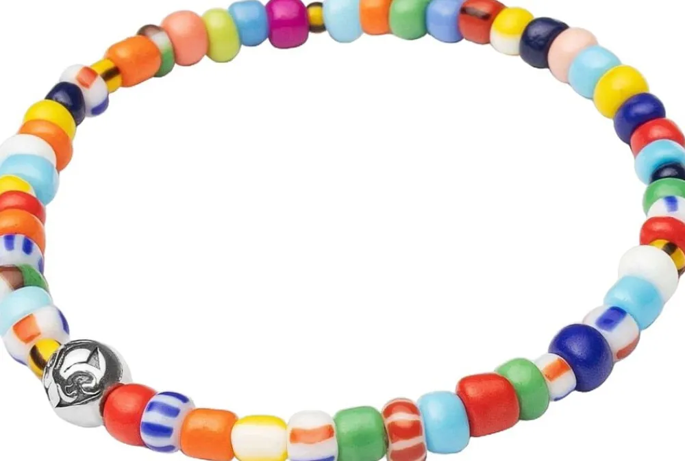 Wristband with Assorted Vintage Trifocal Beads and Silver>Nialaya Clearance