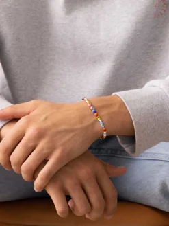 Wristband with Assorted Vintage Trifocal Beads and Silver><noscript><img width=