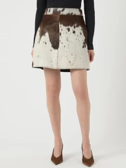 YAS CAROLINE HW COW LEATHER SKIRT - Chocolate brown/cow print Hot